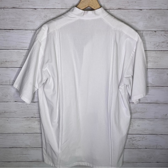 Somi White Embroidered Cotton Short Sleeve Button Up Shirt Size Large - Picture 4 of 4